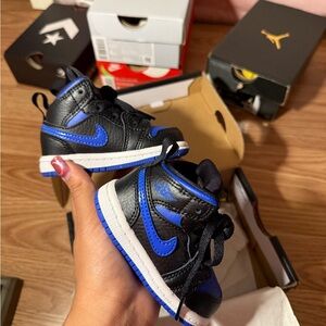 Jordan Kids Black and Blue Sneakers